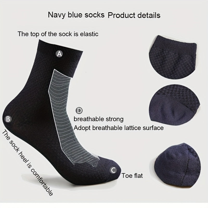 Men's Bamboo Fiber Crew Socks 10 Pack Breathable Comfortable Casual Business