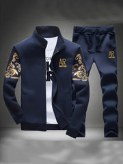 Casual Suit Set for Party with Sweatpants and Applique Polyester Fabric