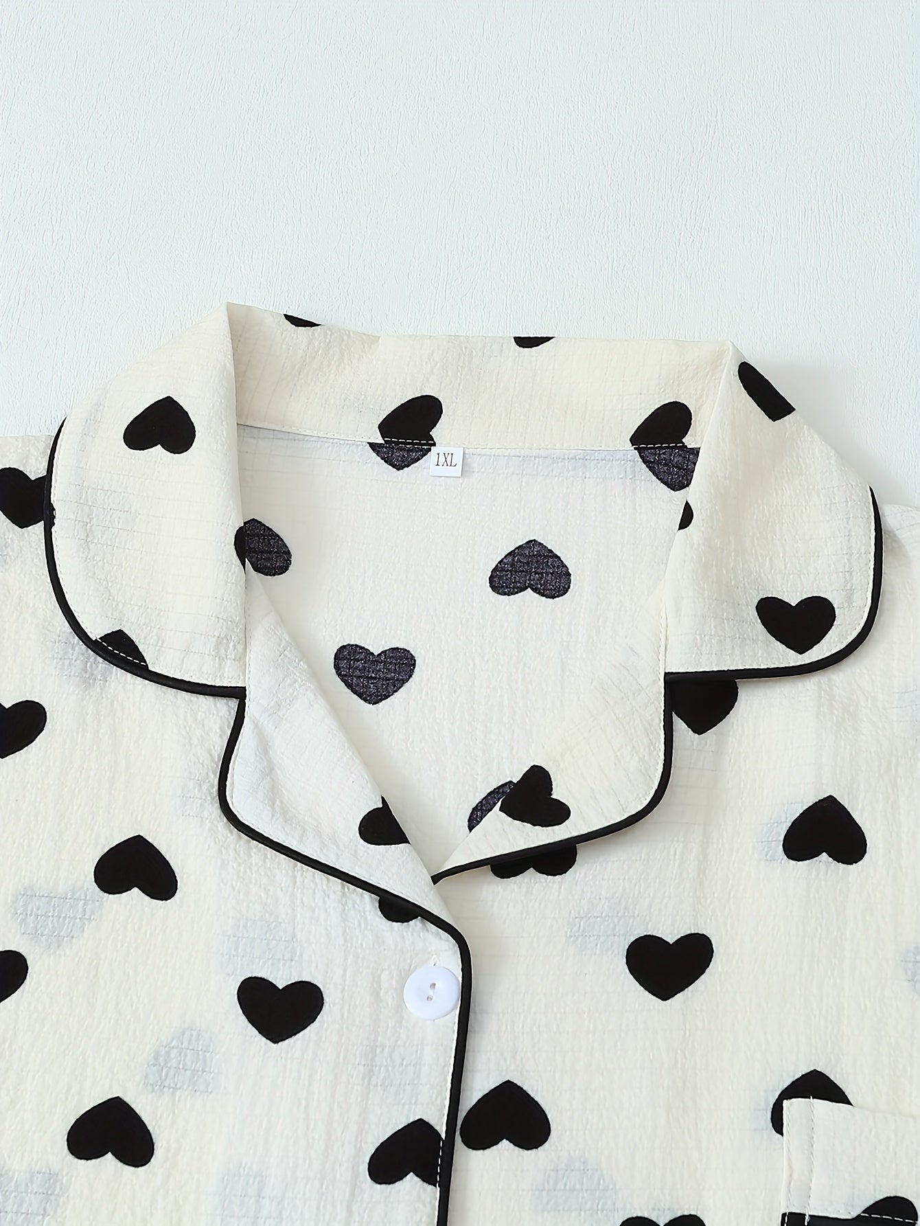 Women's Printed Cardigan Set with Turnover Collar and Short Sleeves