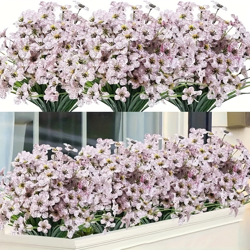Artificial Violet Flowers UV-Resistant Faux Flowers for Indoor Outdoor Decor Sets of 1 2 3