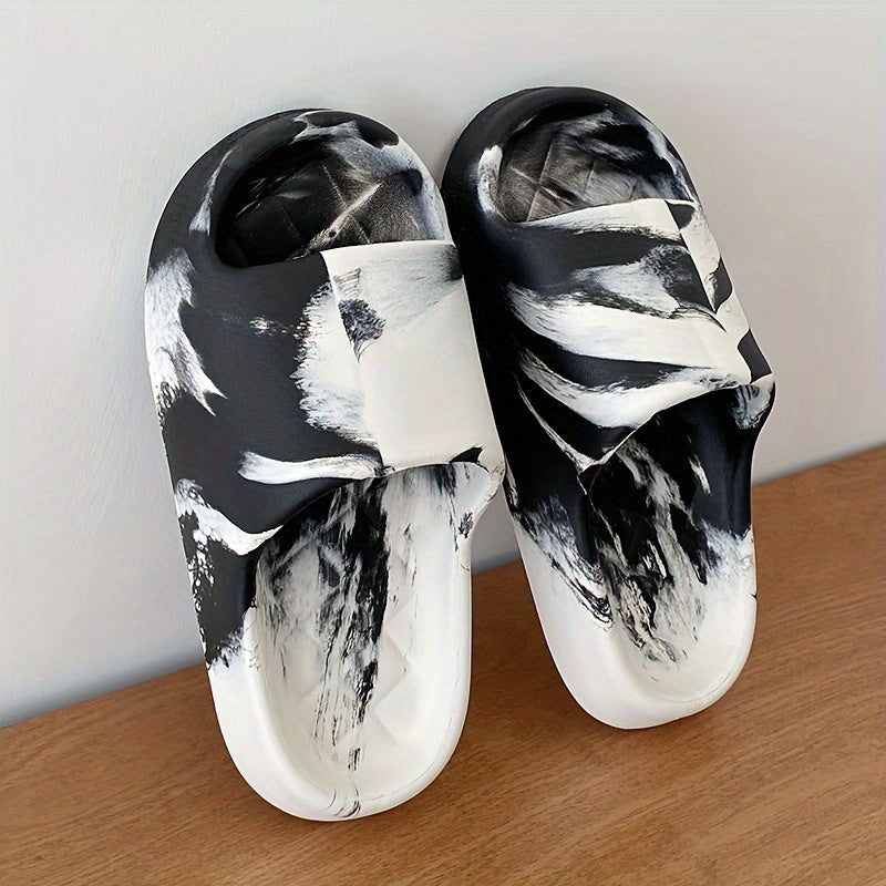 Cloud-Pattern EVA Slides Thick Sole Non-Slip Durable Indoor Outdoor Black White