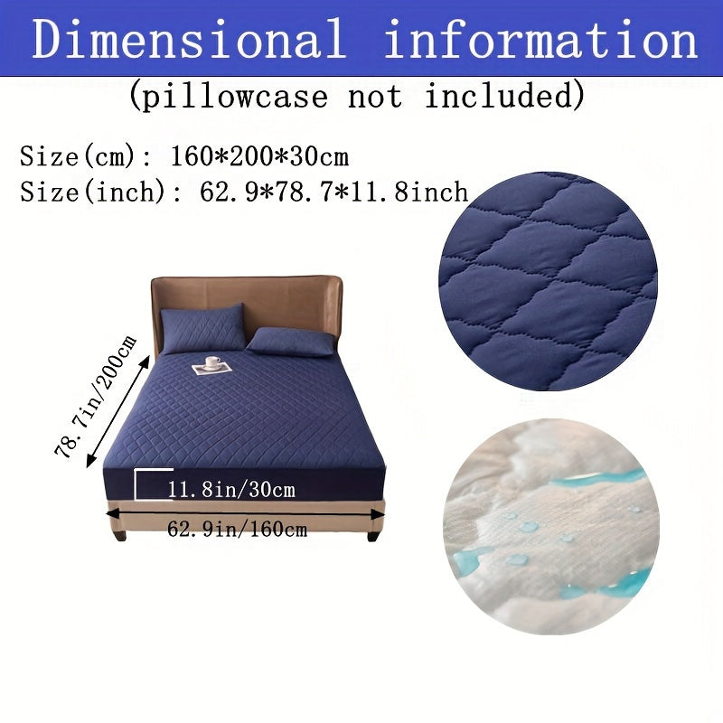 Waterproof Fitted Sheet with Geometric Embossed Pattern Deep Pocket Bed Sheet for Bedroom and Guest Room