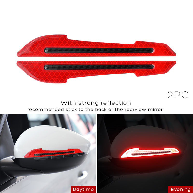 Pairs Reflective Car Rearview Mirror Safety Warning Stickers Auto Film Strips in Red White Blue Green
