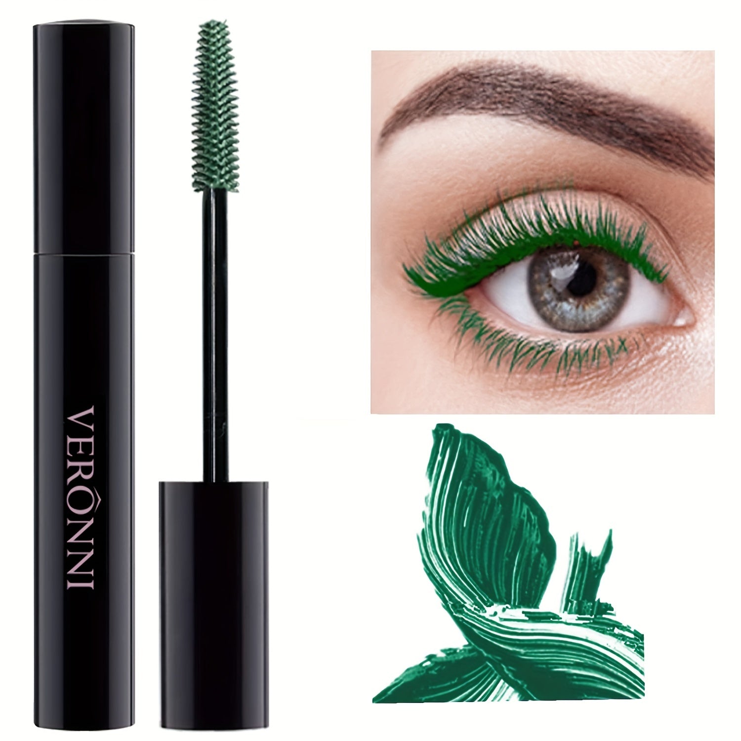 Waterproof Mascara Long-Lasting Smudge-Proof Curling Black Green Mascara