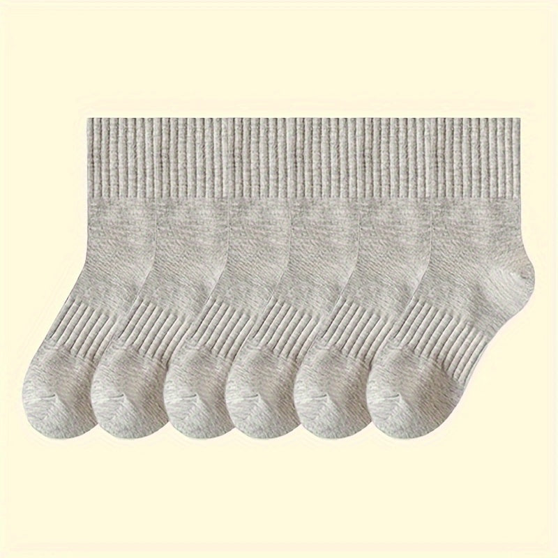 6 juft mustahkam jamoa paypoq erkaklar va ayollar uchun o'rta uzunlikdagi qulay paypoq, paypoq va paypoq kiyimlari