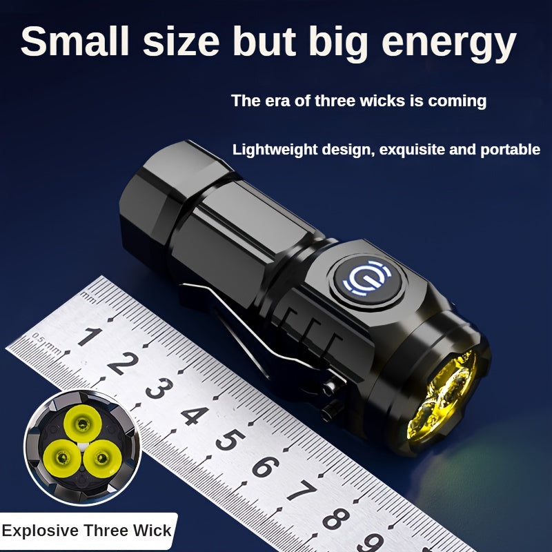 Mini LED USB Rechargeable Flashlight Frog Eye Lens Portable Emergency Light