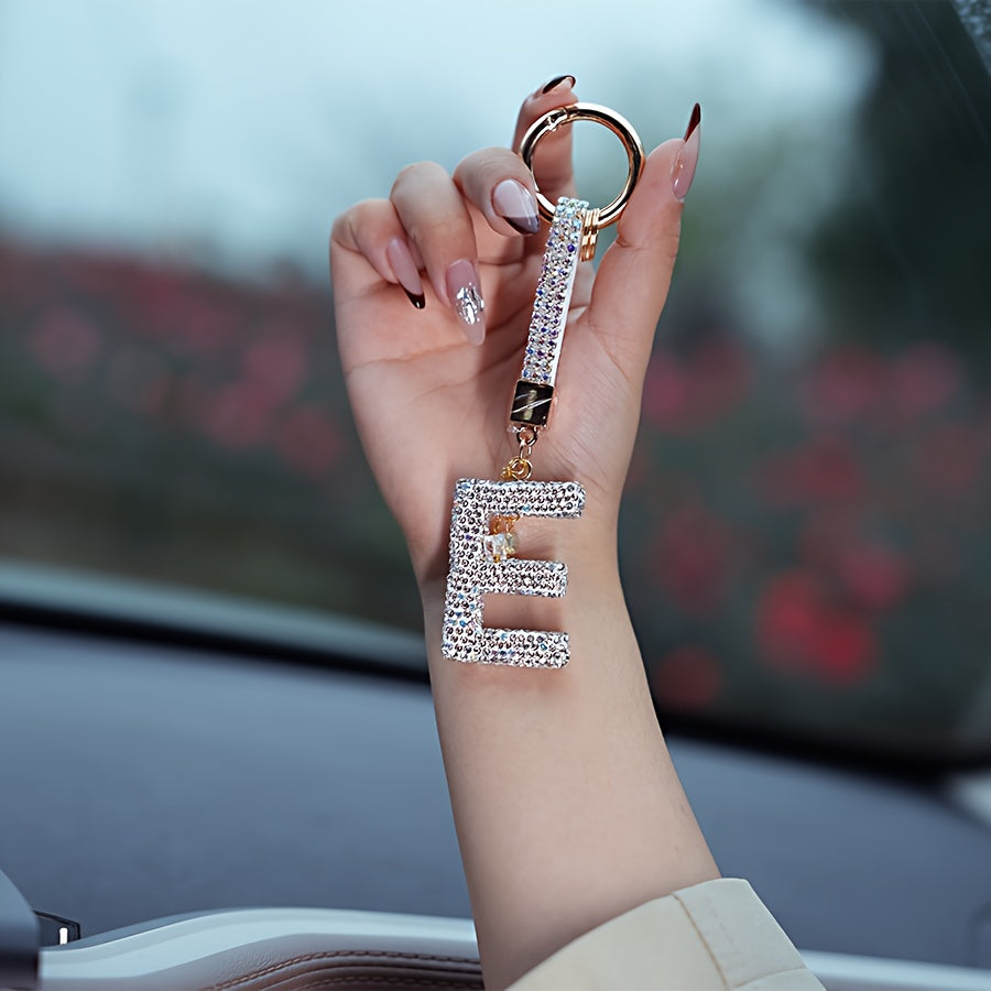 Resin Letter M Keychain Rhinestone Decor Gift Accessory for Birthdays and Christmas