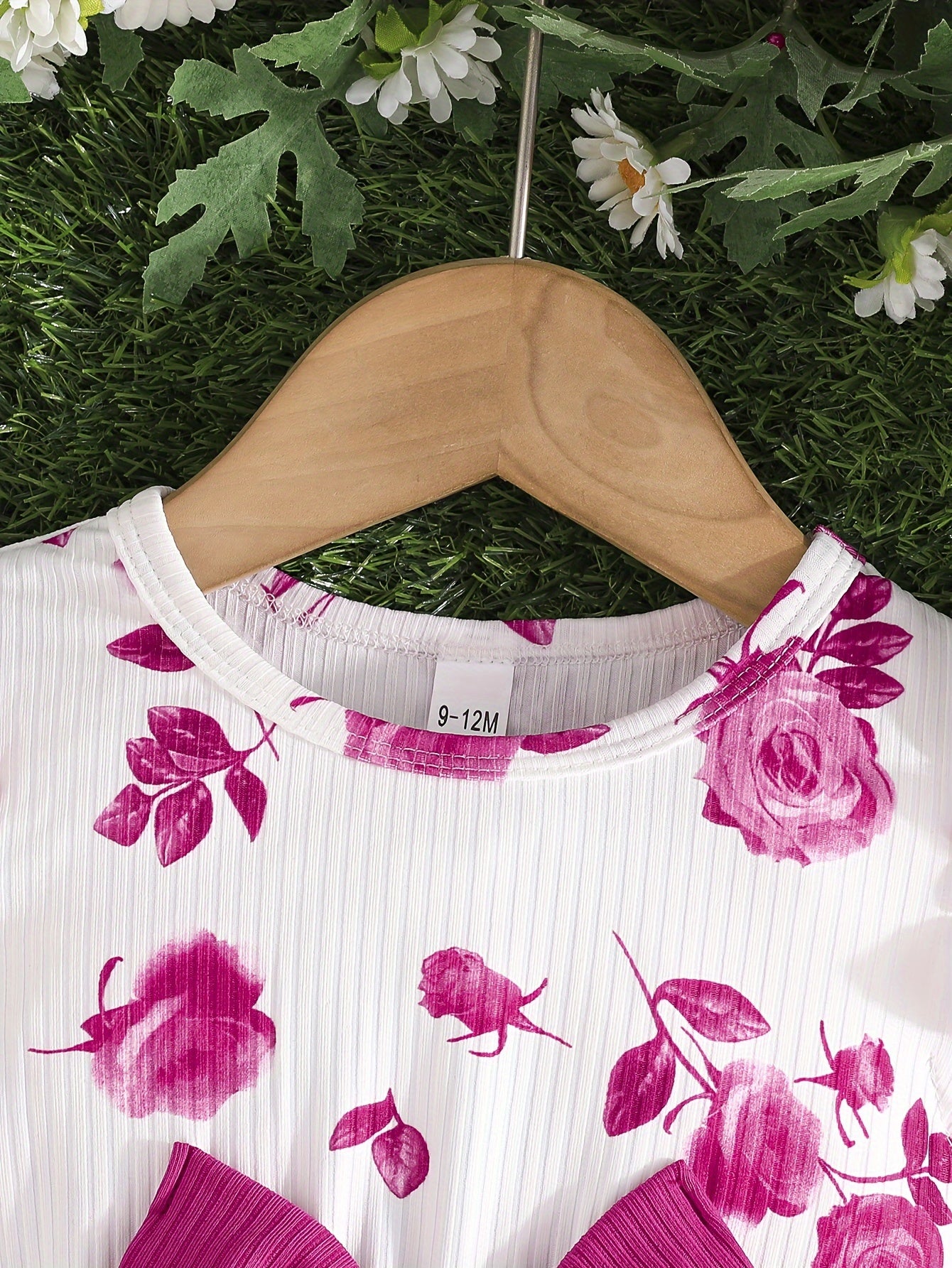 Girls Summer Dress Set with Bow, Heart Pattern, Polyester, 0-3 Years