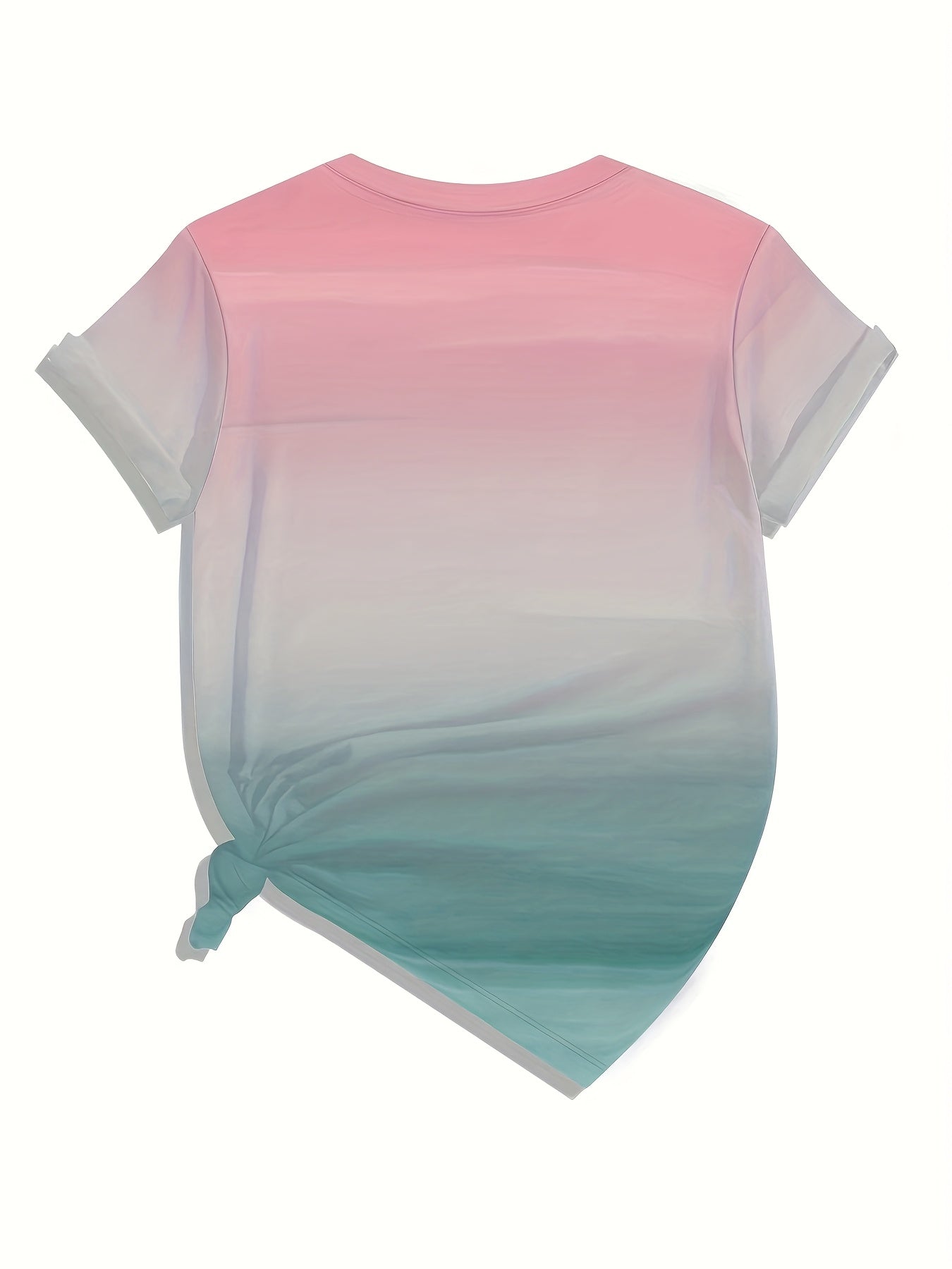 Ayollar uchun kattaroq o'lchamdagi gradient rangli T-shirt yumshoq qisqa qo'lqopli kundalik kofta