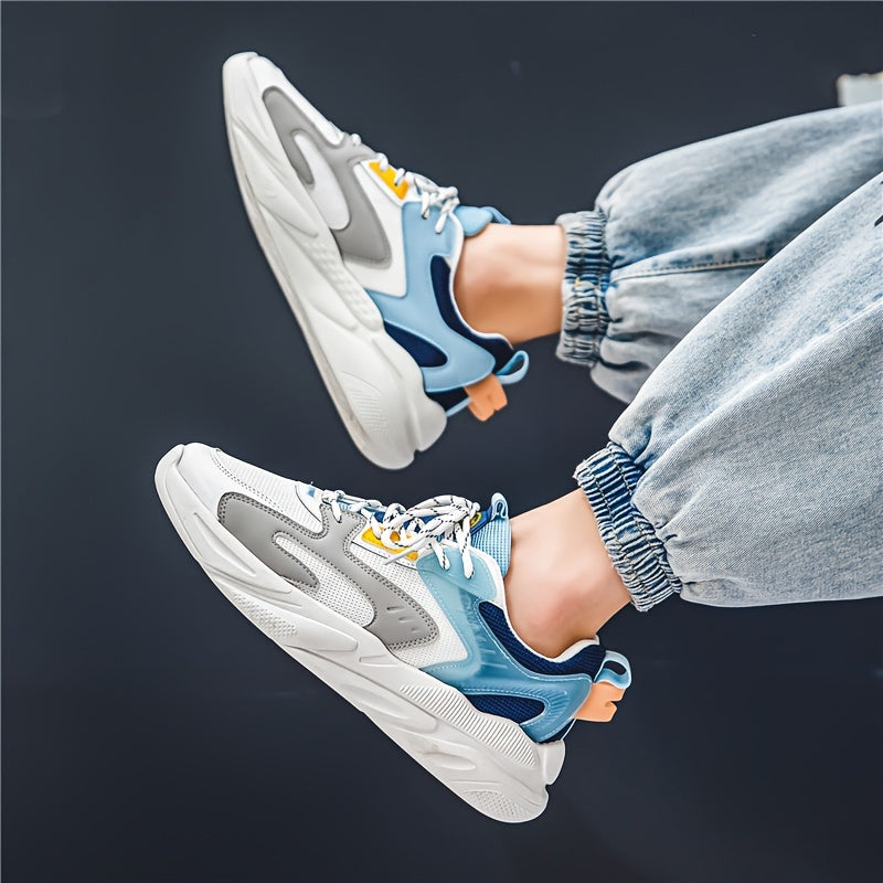 Men's Low Top Running Shoes with Shock Absorption and Color Matching Laces