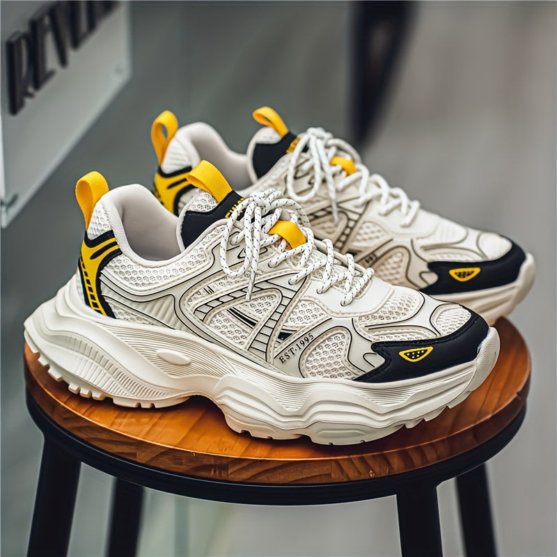 Men's Athletic Sneakers Low Top Thick Sole Casual Running Hiking Shoes for All Seasons