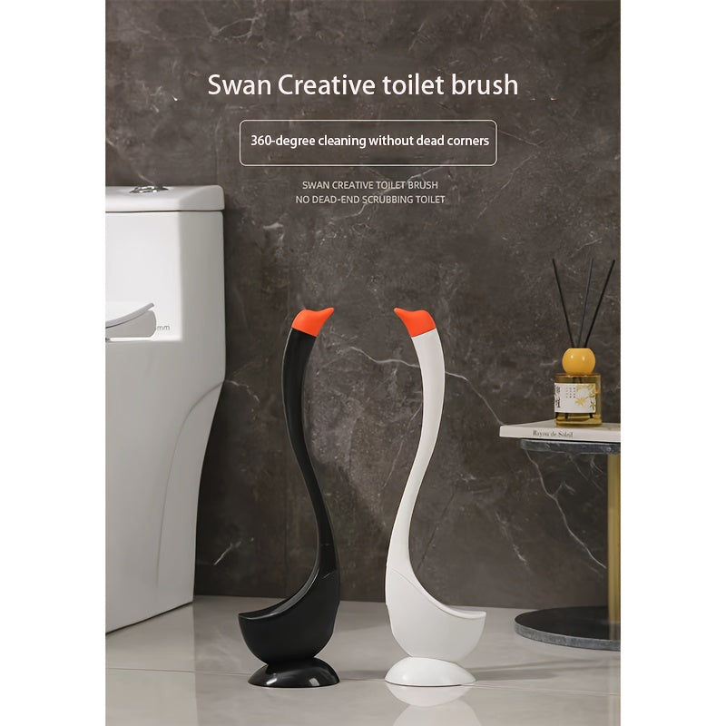 Swan-Shaped Toilet Brush Long Handle Non-Scratch Plastic Bathroom Cleaner