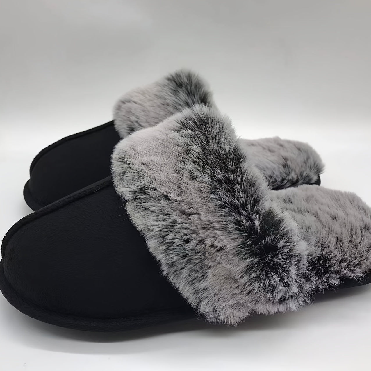 Women's Plush Lined Slippers with Glittery Gold Sole Indoor House Shoes