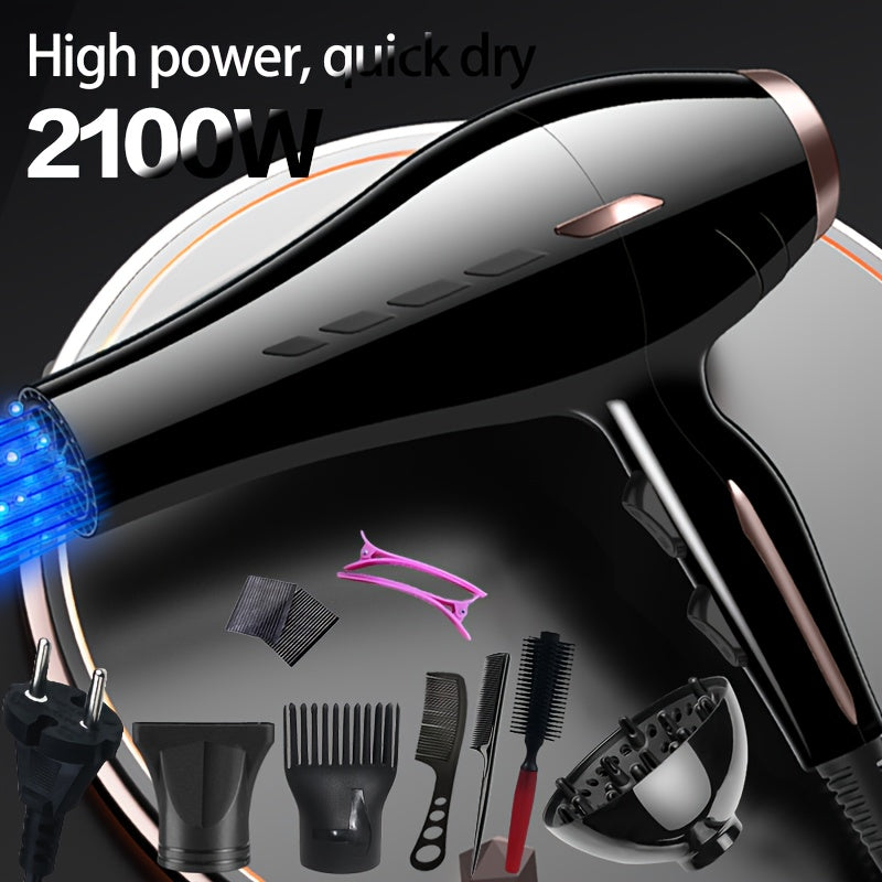 2100W Hair Dryer with Diffuser European Plug Long Cord Home Styling