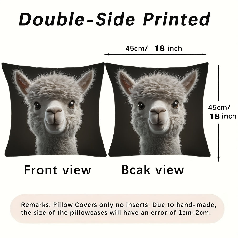 Christmas Alpaca Pillow Cover Double-Sided Print Square Home Decor