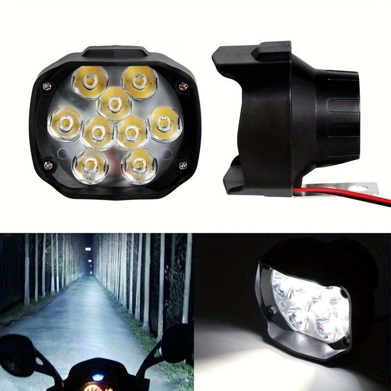 Motorcycle LED Fog Light 6500K White 6 LED Spot Headlamp 1200LM Pair