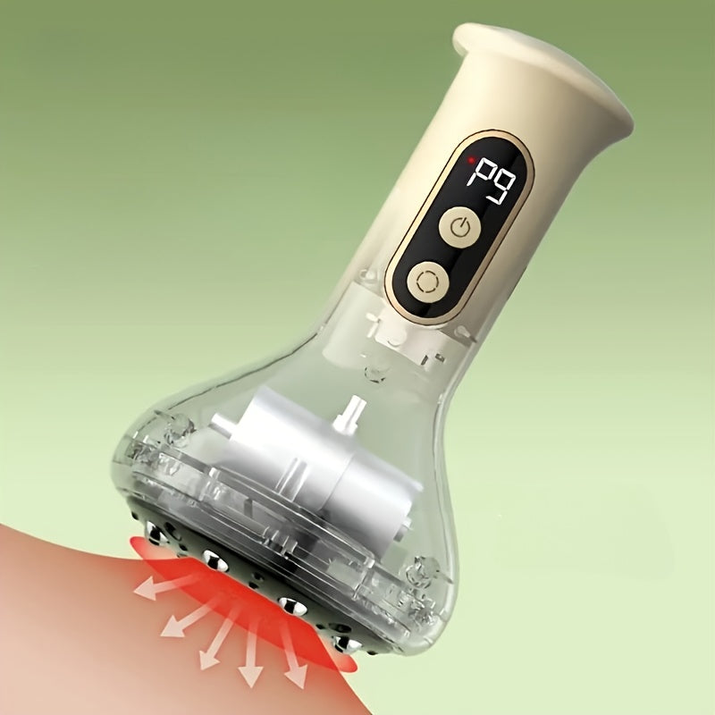 9-Level Adjustable Cupping Massage Device with Hot Compress USB Rechargeable Portable Home Use