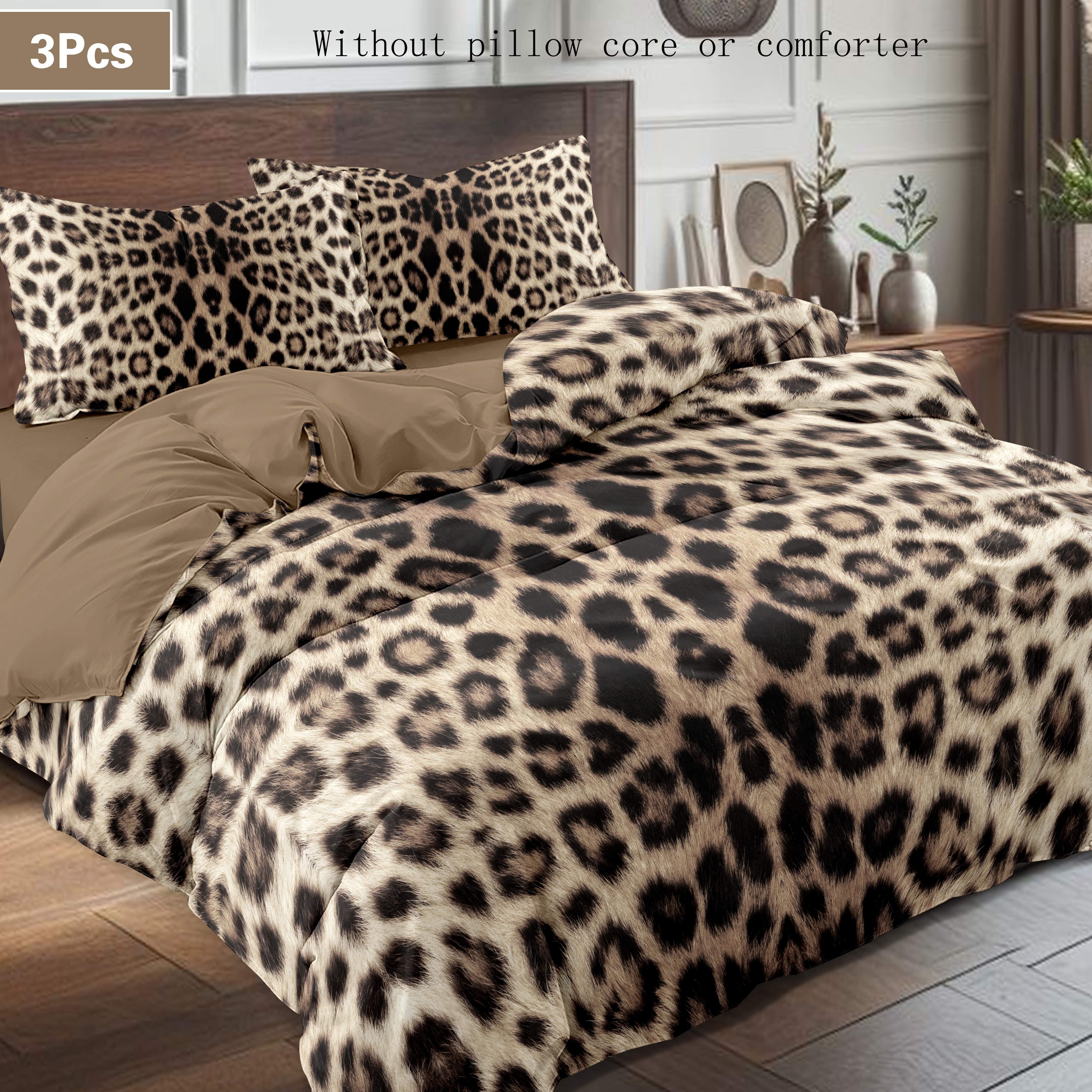 Polyester Digital Printing Quilt Cover Set with Leopard Pattern and Pillowcases