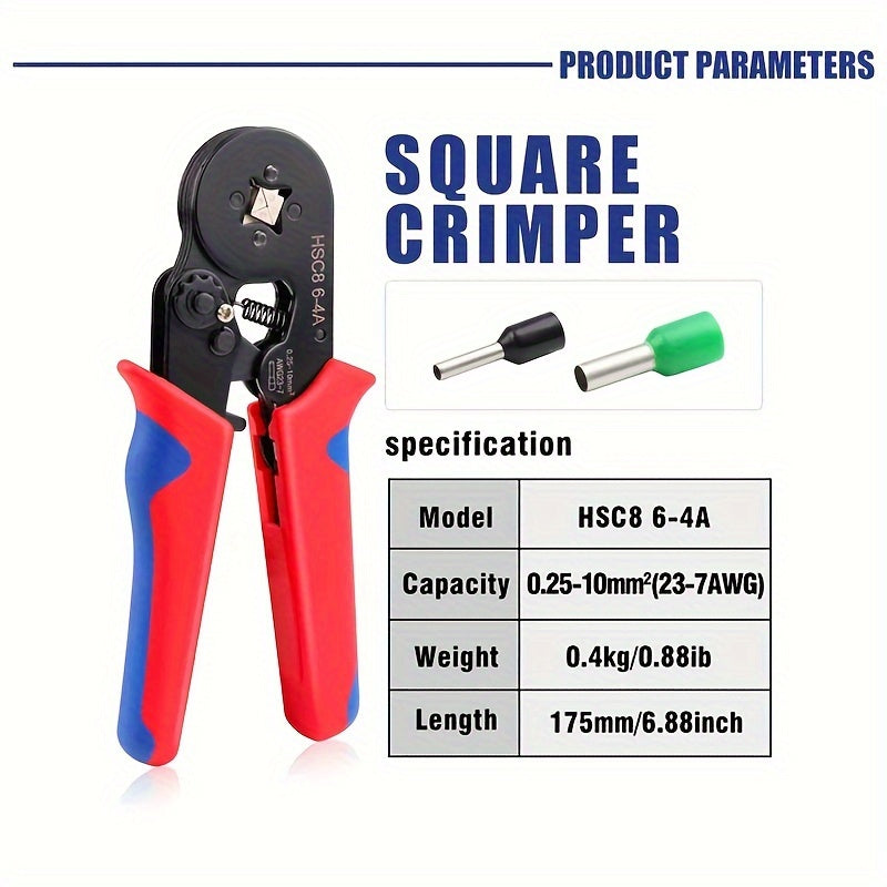 Electrician's Crimping Tool Set for Tubular Terminals 0.25-10mm Wire Range