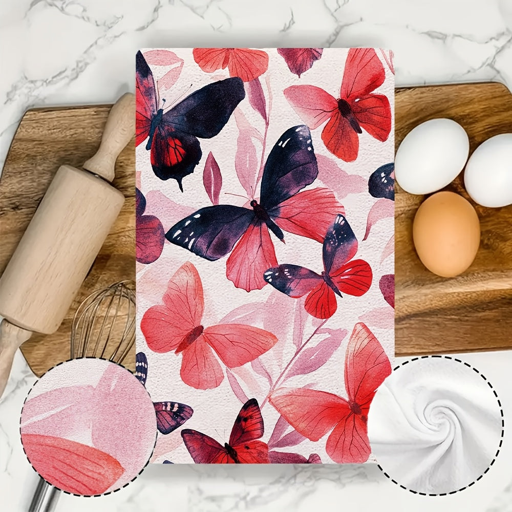 Luxury Kitchen Towels Rose and Butterfly Abstract Design 40x60cm Absorbent