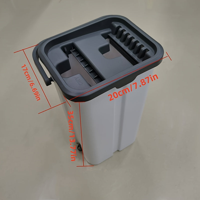 "Yassi Mop va Chelak To'plami - Mustahkam Integratsiyalangan Matodan Foydalanish - Qo'l Bilan Tozalash, Qayta Tozalash va Supurish uchun - Yashash Xonasi va Yotoqxona uchun - Samarali Tozalash uchun Oson Siqish Tizimi"