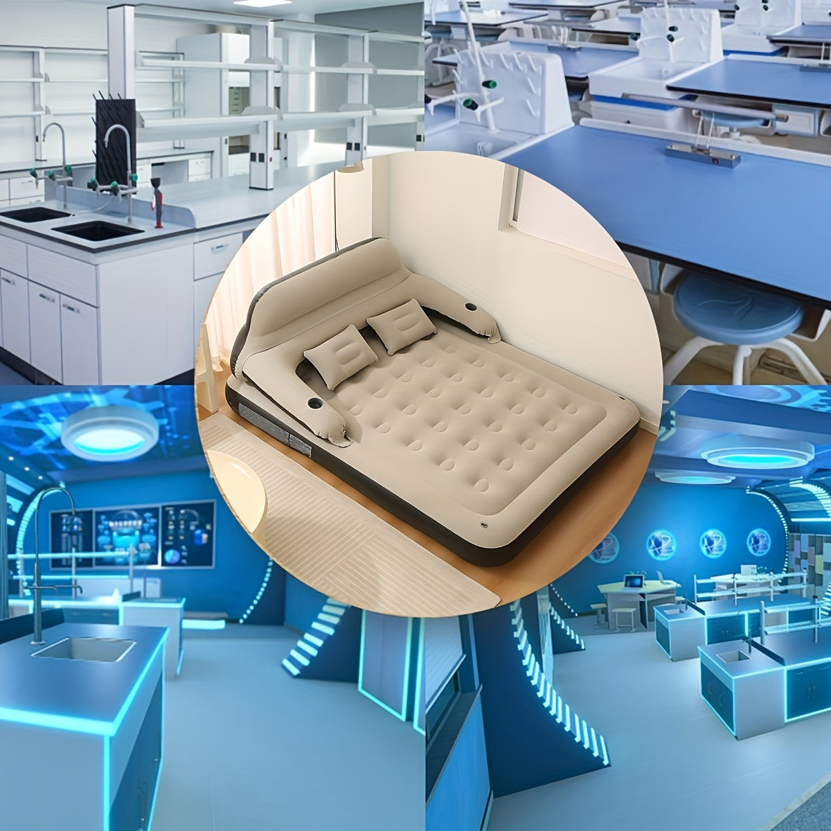 Boshqaruvchili havo matras, shishiriladigan divan-krevat, ichki va tashqi foydalanish uchun.