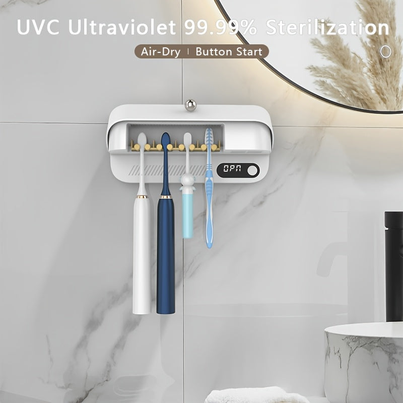 Wall-Mounted UV Toothbrush and Razor Dryer Holder with Fan Drying and USB Charging