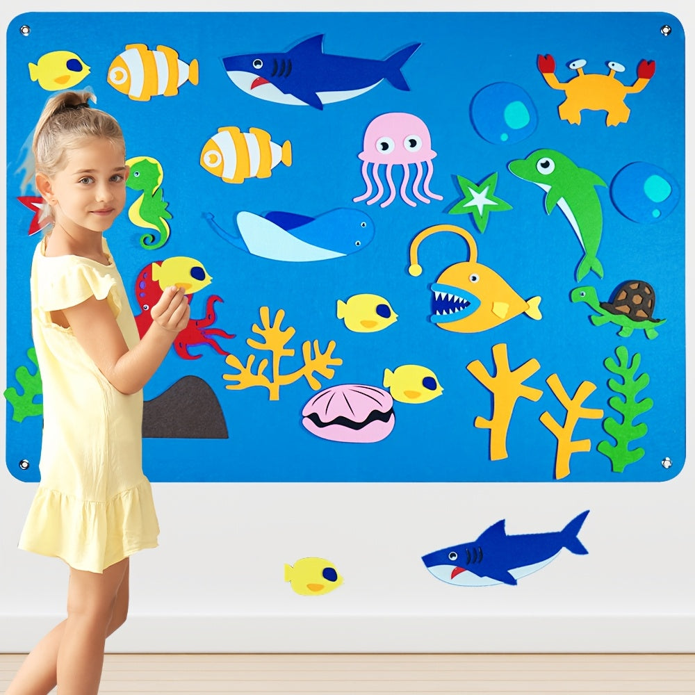 Ocean Animals Felt Board Set for Kids Ages 3 Plus Underwater Storytelling Flannel Toy Reusable Wall Hanging
