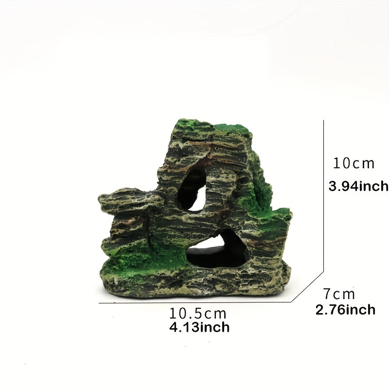 Resin Rockery Aquarium Ornament with Faux Mountain and Waterfall for Fish Tank Decoration