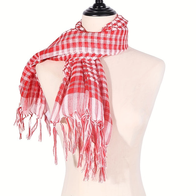 Striped Knitted Polyester Keffiyeh Scarf for Men and Women Casual Wrap