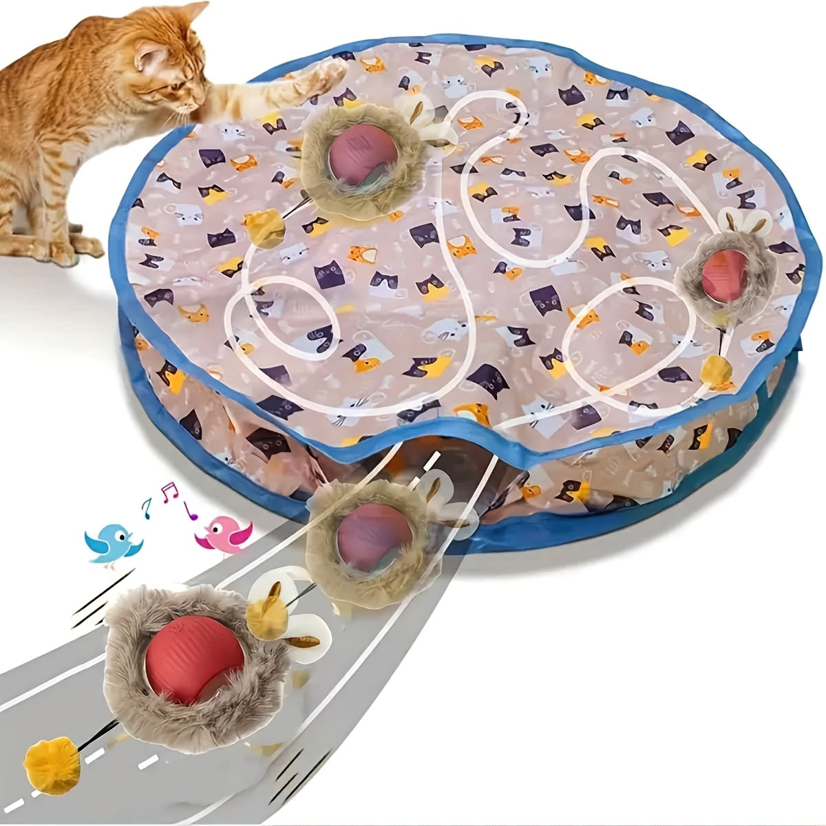Cat Toy Silicone USB Rechargeable Rolling Balls Cartoon Design for Exercise and Fun
