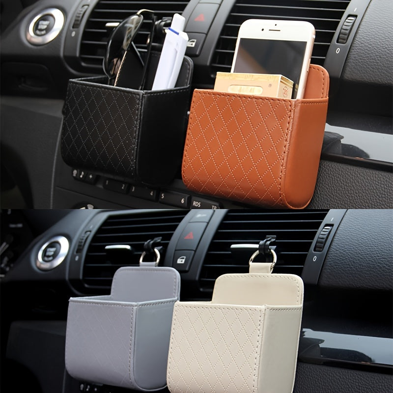 Car Universal PU Leather Air Vent Phone Holder Storage Box Car Interior Accessories