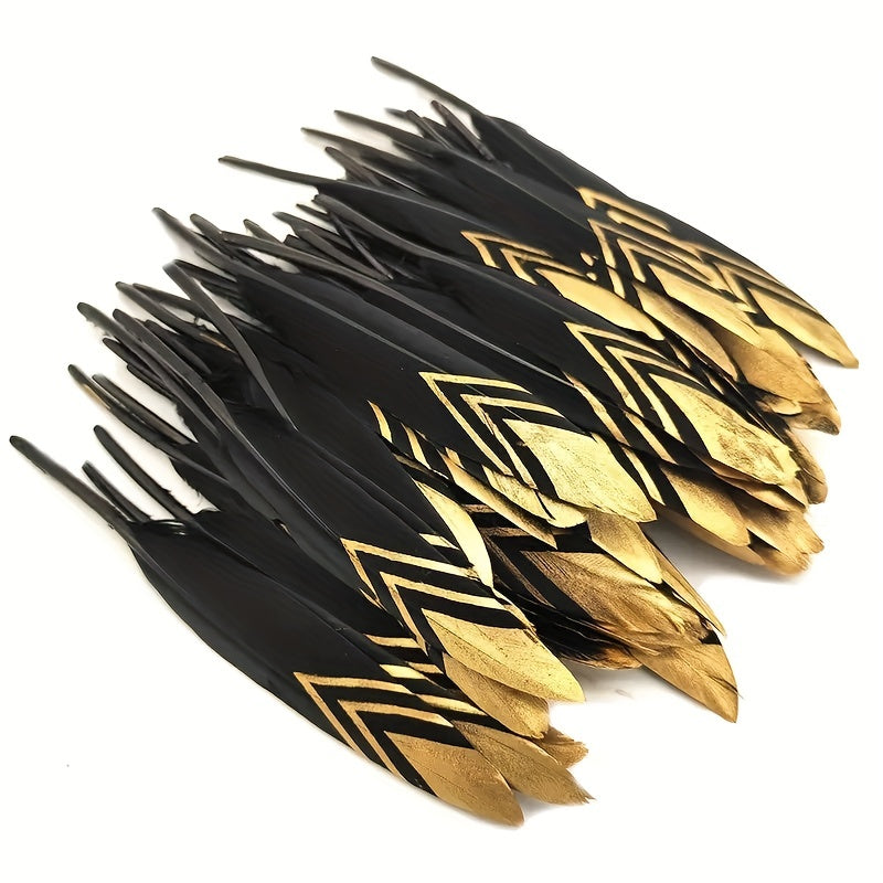 Set of 20 Bohemian Natural Golden Duck Feathers for Crafting Jewelry and Home Decor 11.94-17.78 cm