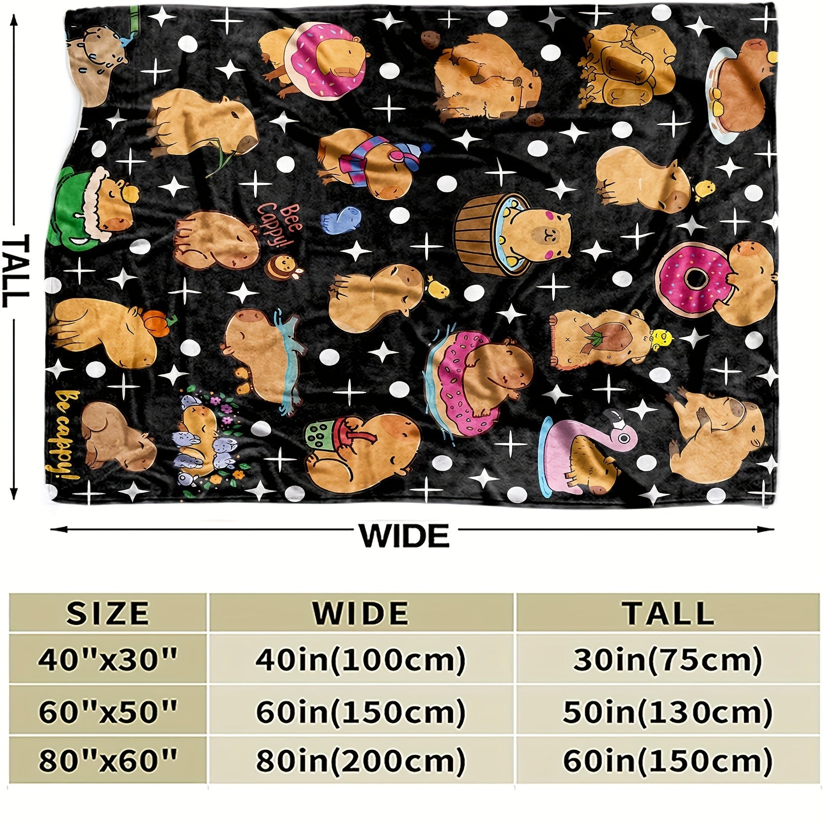 Luxurious Capybara Flannel Blanket for Couch Bed Camping Soft Easy-Clean Bedding