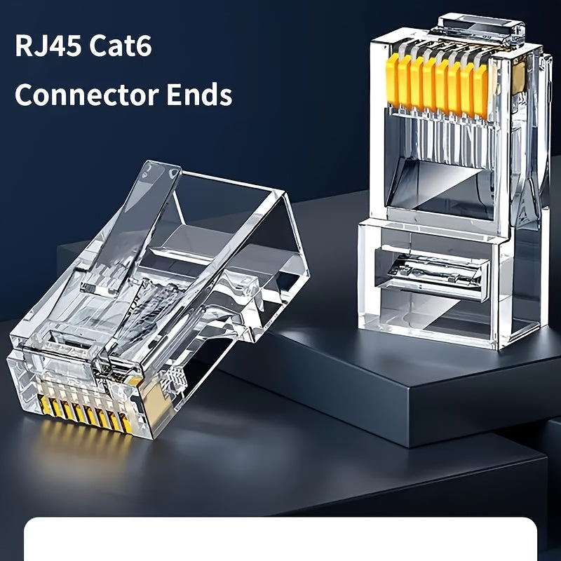 100-Pack RJ45 Pass-Through Ethernet Connectors for Cat6 Cat5 UTP Gold-Plated