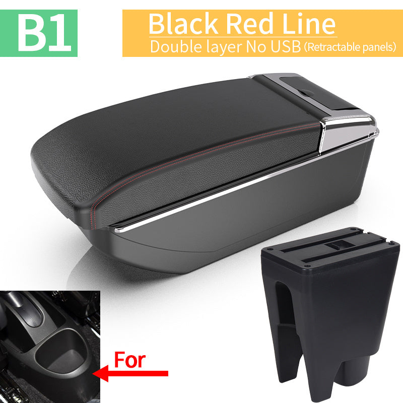 Подлокотник с кожаным чехлом черного цвета для малых автомобилей, ящик для хранения в центре консоли