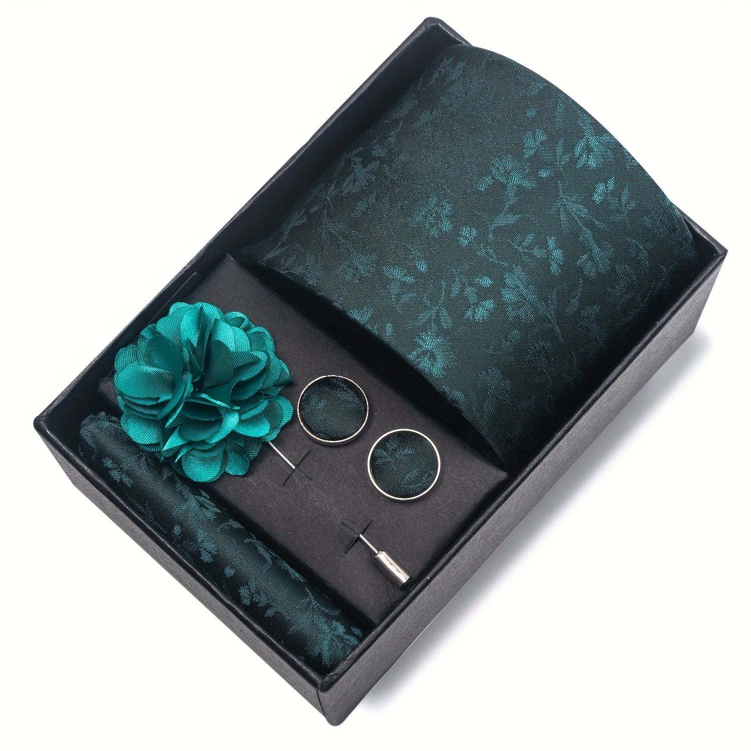 Men's Fashion Tie Set with Striped and Paisley Neckties, Pocket Square, Cufflinks, Lapel Pin in Gift Box for Business and Weddings