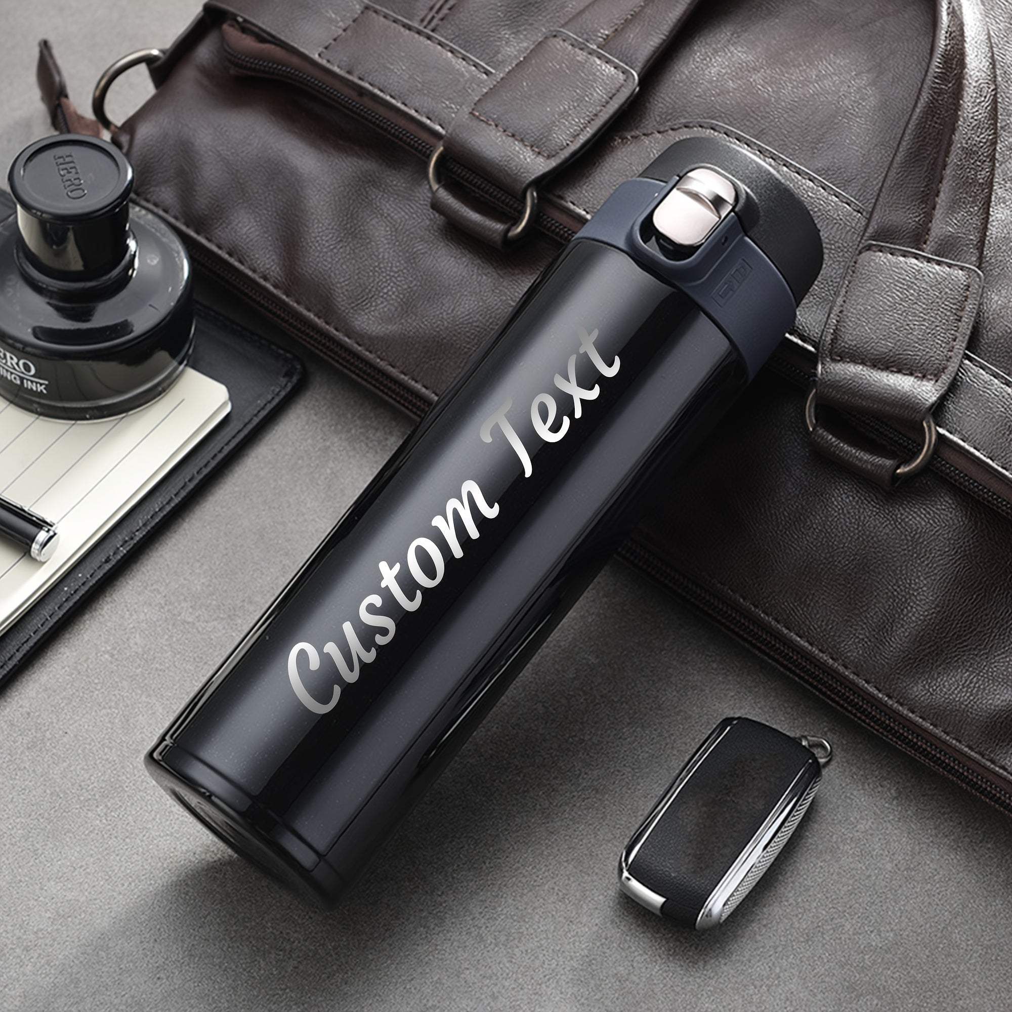 Botella de agua de acero inoxidable aislada de 500ml personalizada, grabada a medida, botella deportiva