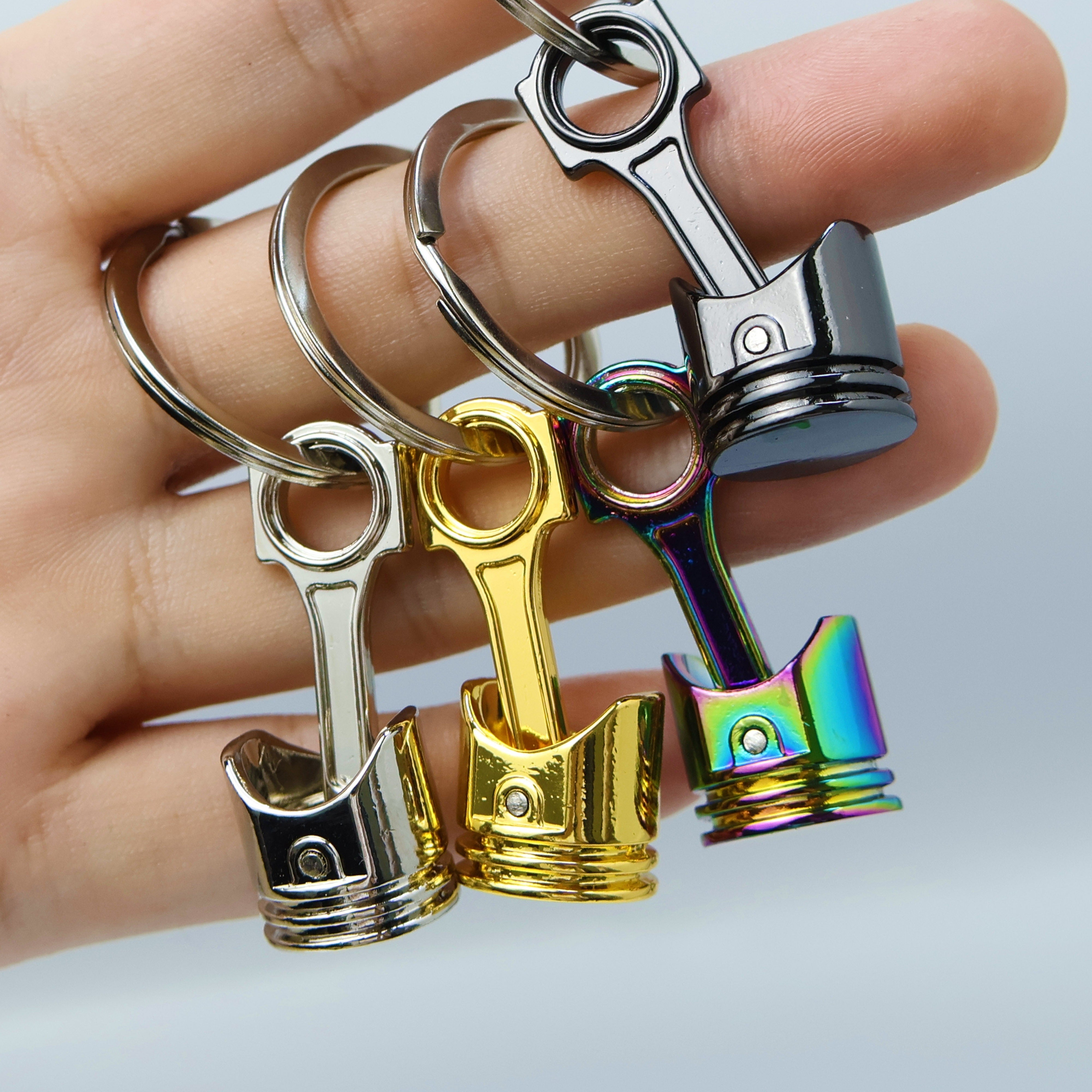 Men Metal Motorcycle Piston Keychain Car Modification Gift Set