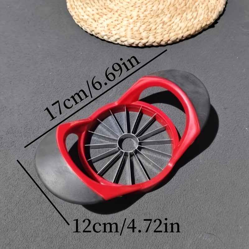 Corta manzanas de acero inoxidable, 16 rebanadas, mango de plástico rojo, antideslizante, a prueba de óxido