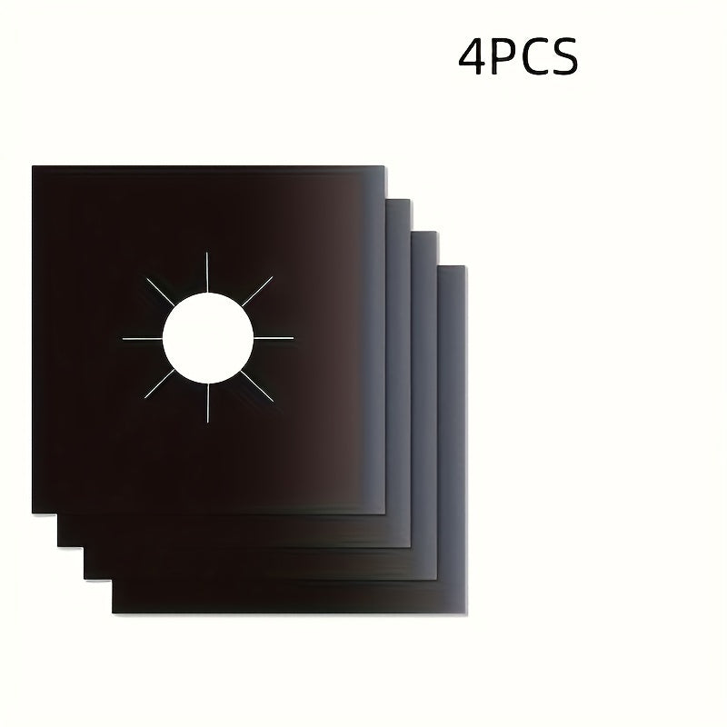 Набор из 4 многоразовых защитных накладок для газовых плит, маслостойкая и противообрастающая защита поверхности, легко моется