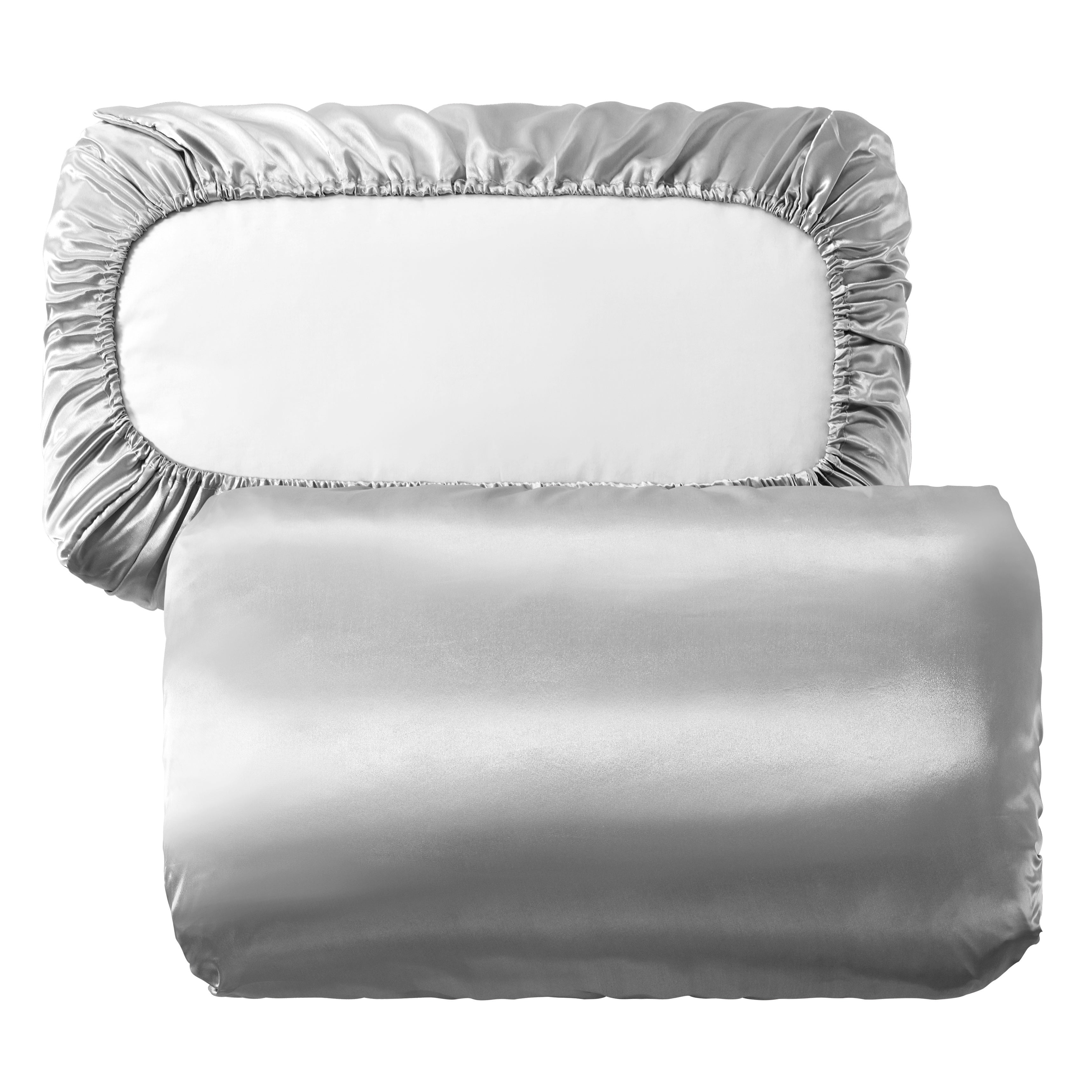 Satin Pillowcases Set of 2 with Elastic Bands, Soft Non-Slip Fabric for Bedroom
