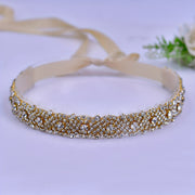 Золотая тесьма из страз на пояс для свадебного платья или бального платья