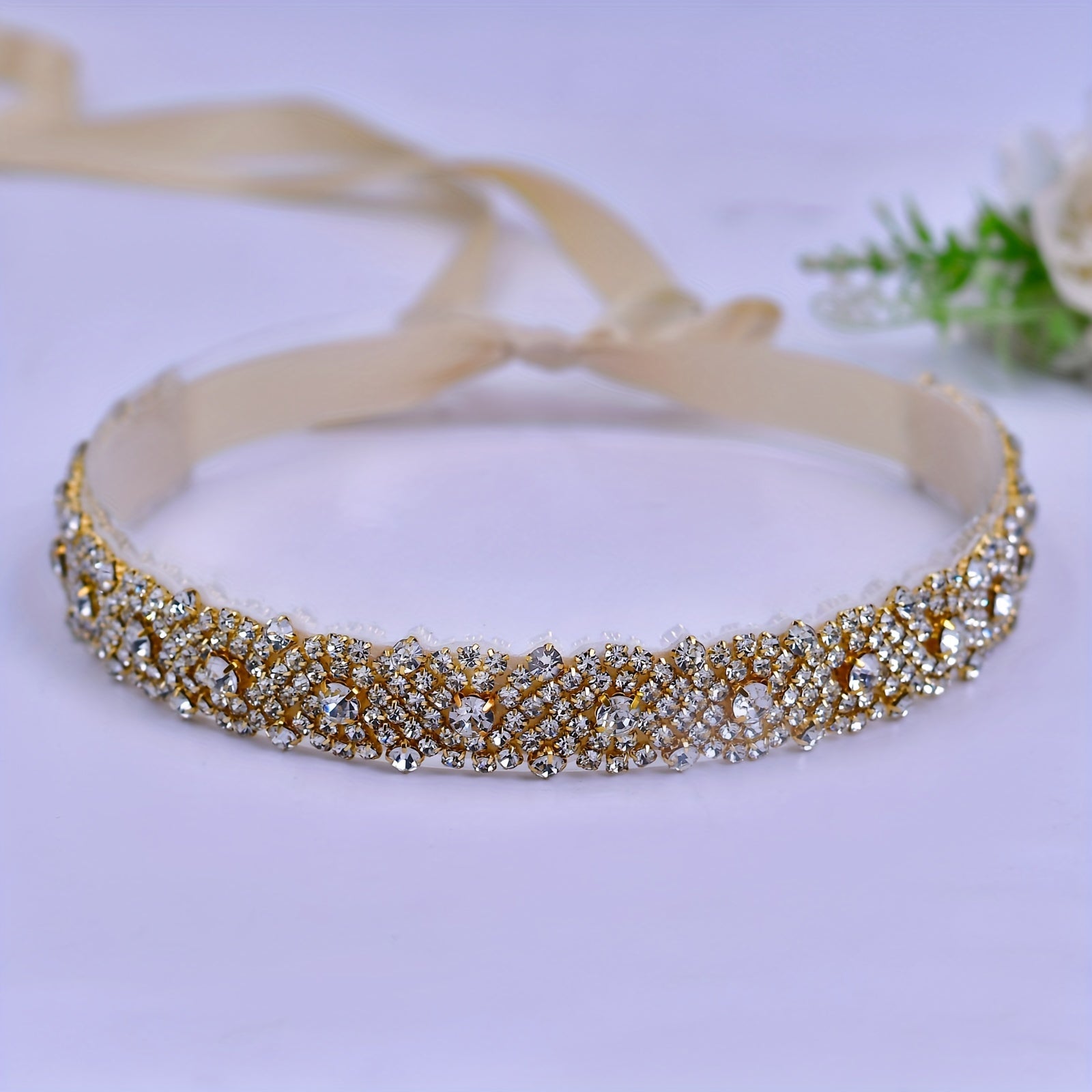 Золотая тесьма из страз на пояс для свадебного платья или бального платья