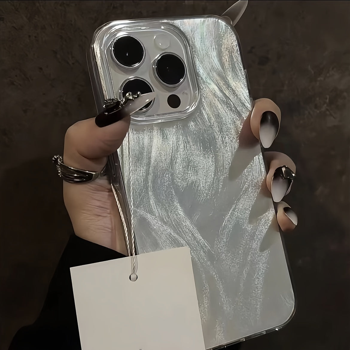 Противоударный чехол из TPU для Apple iPhone 11-15 Pro Max с лазерным дизайном из перьевого пряжи