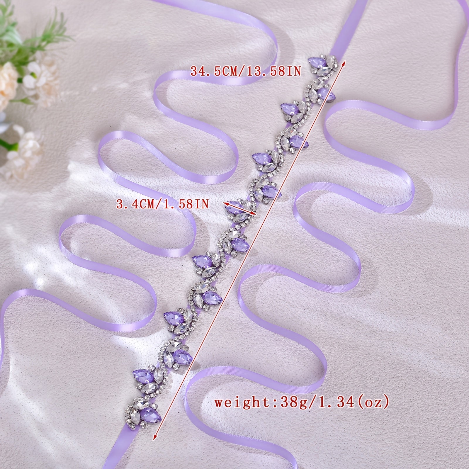 Cinturón de cintura con pedrería morada para vestidos de novia, fajín nupcial, accesorio exquisito