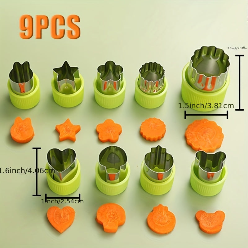 Set of 9 Stainless Steel Mini Vegetable Cutter Shapes for Baking and Food Decorating