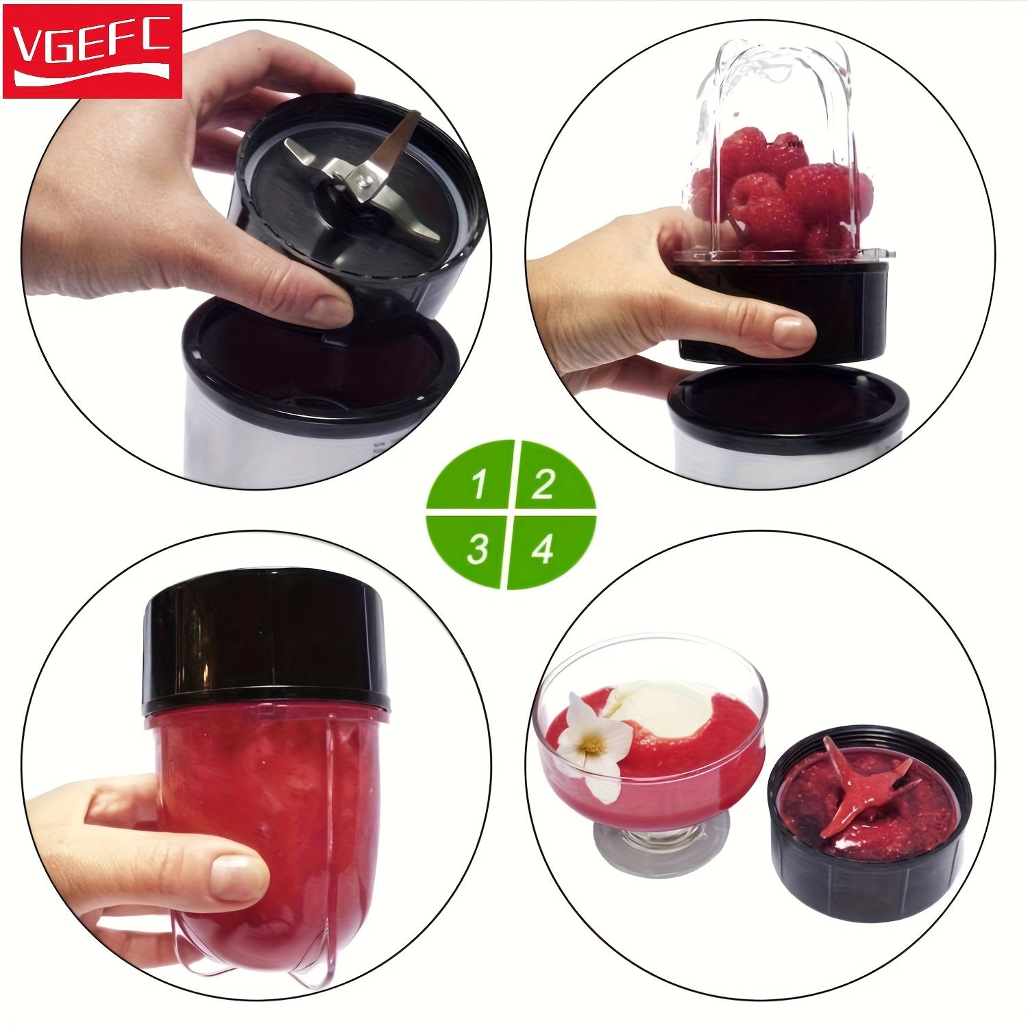 2-Pack Replacement Cross Blades and 16oz Cups for Magic Bullet Blender