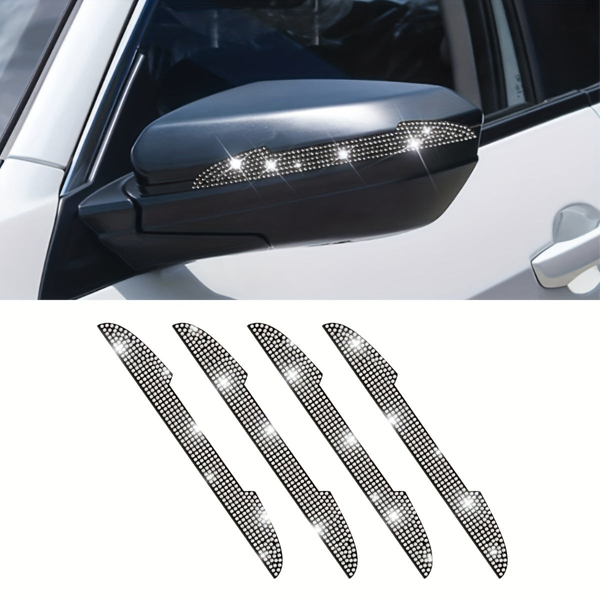 Set of 4 Rhinestone Car Door Handle Scratch Protectors for All Vehicles