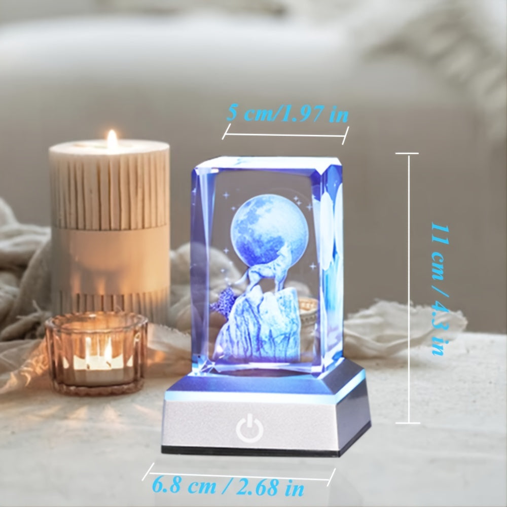 3D Wolf Night Light with LED Base, Gift for Wolf Lovers, 3.15x1.97x1.97 Inches